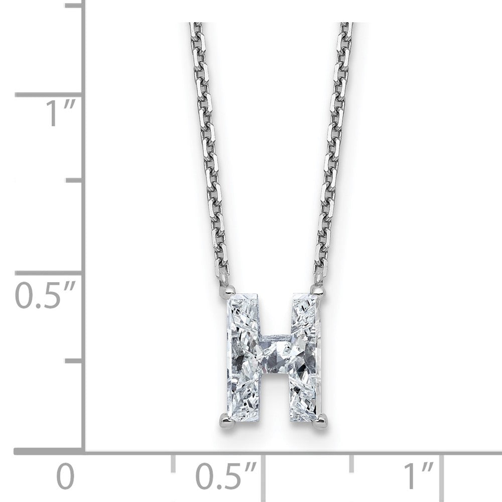 14kw 1 3/4ct Lab Grown Dia VS+ F+ Comp Letter H 18in Initial Necklace