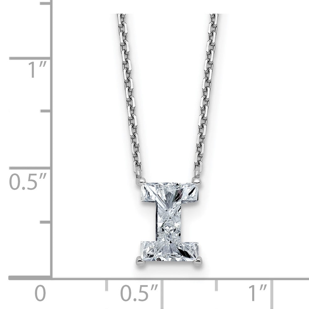 14kw 1 3/4ct Lab Grown Dia VS+ F+ Comp Letter I 18in Initial Necklace