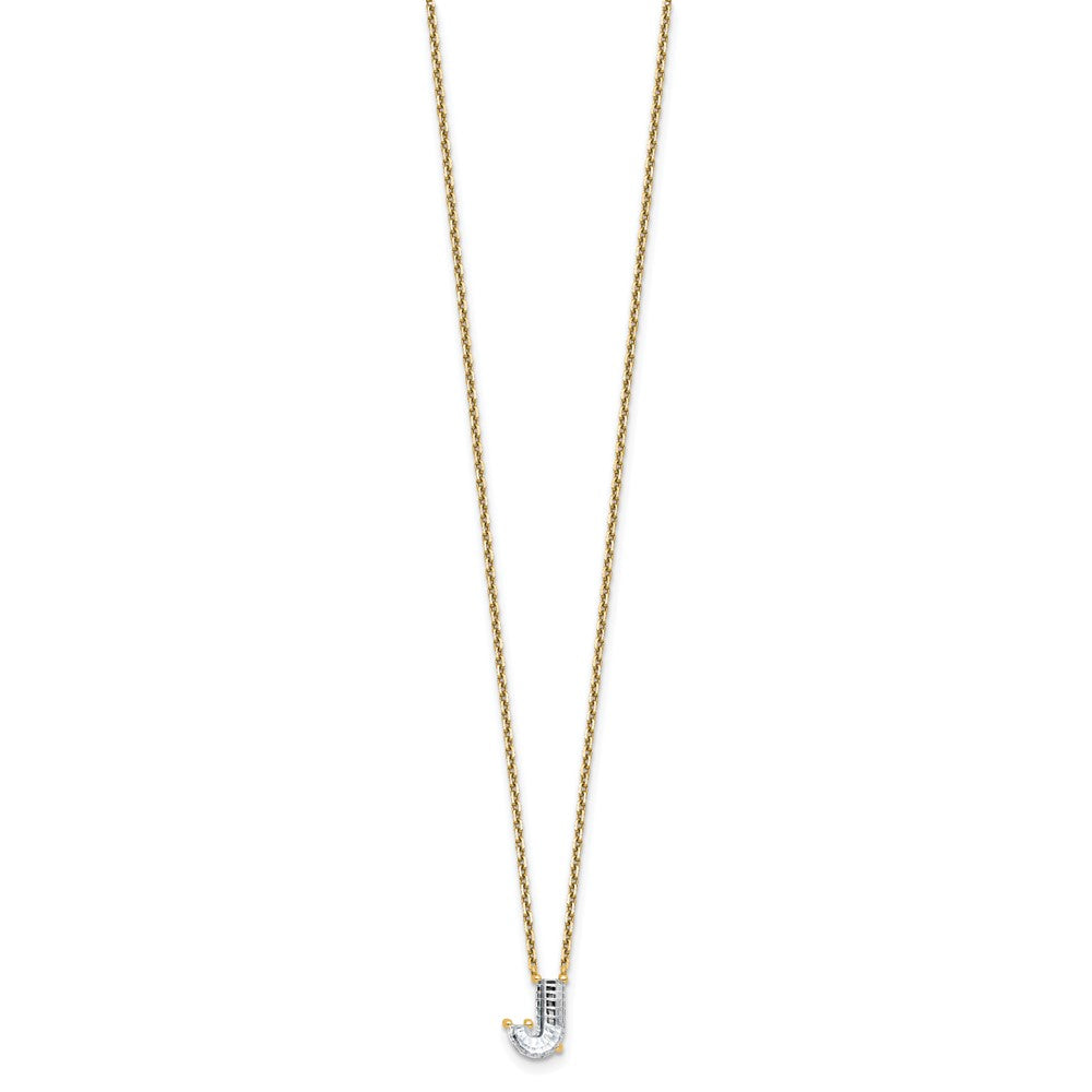 14k 1 1/4ct Lab Grown Dia VS+ F+ Comp Letter J 18in Initial Necklace