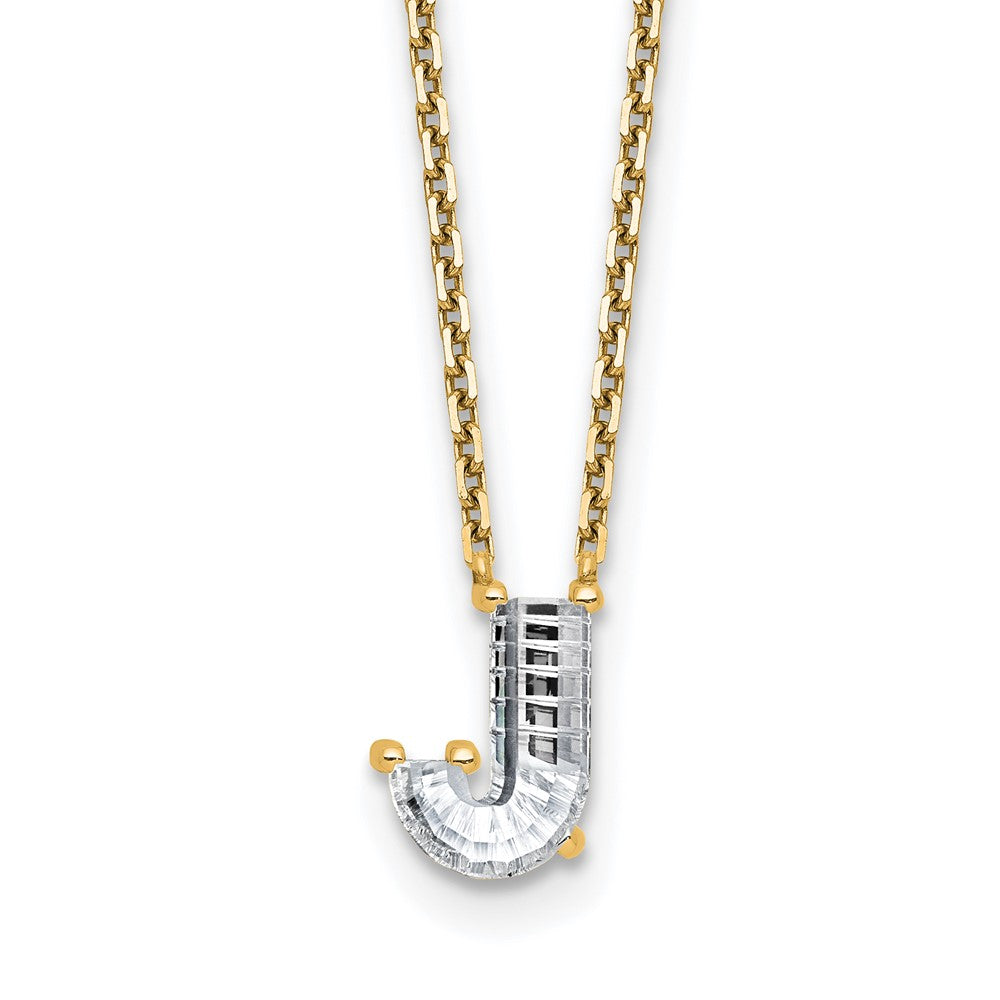 14k 1 1/4ct Lab Grown Dia VS+ F+ Comp Letter J 18in Initial Necklace