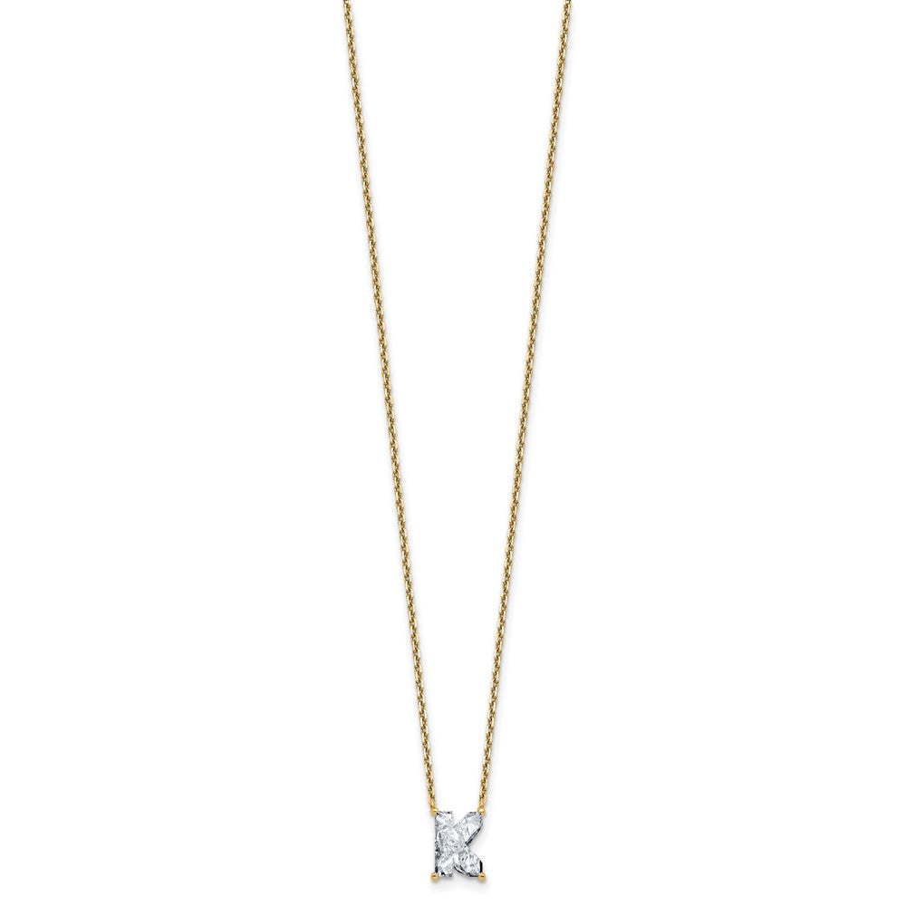 14k 2ct Lab Grown Dia VS+ F+ Comp Letter K 18in Initial Necklace