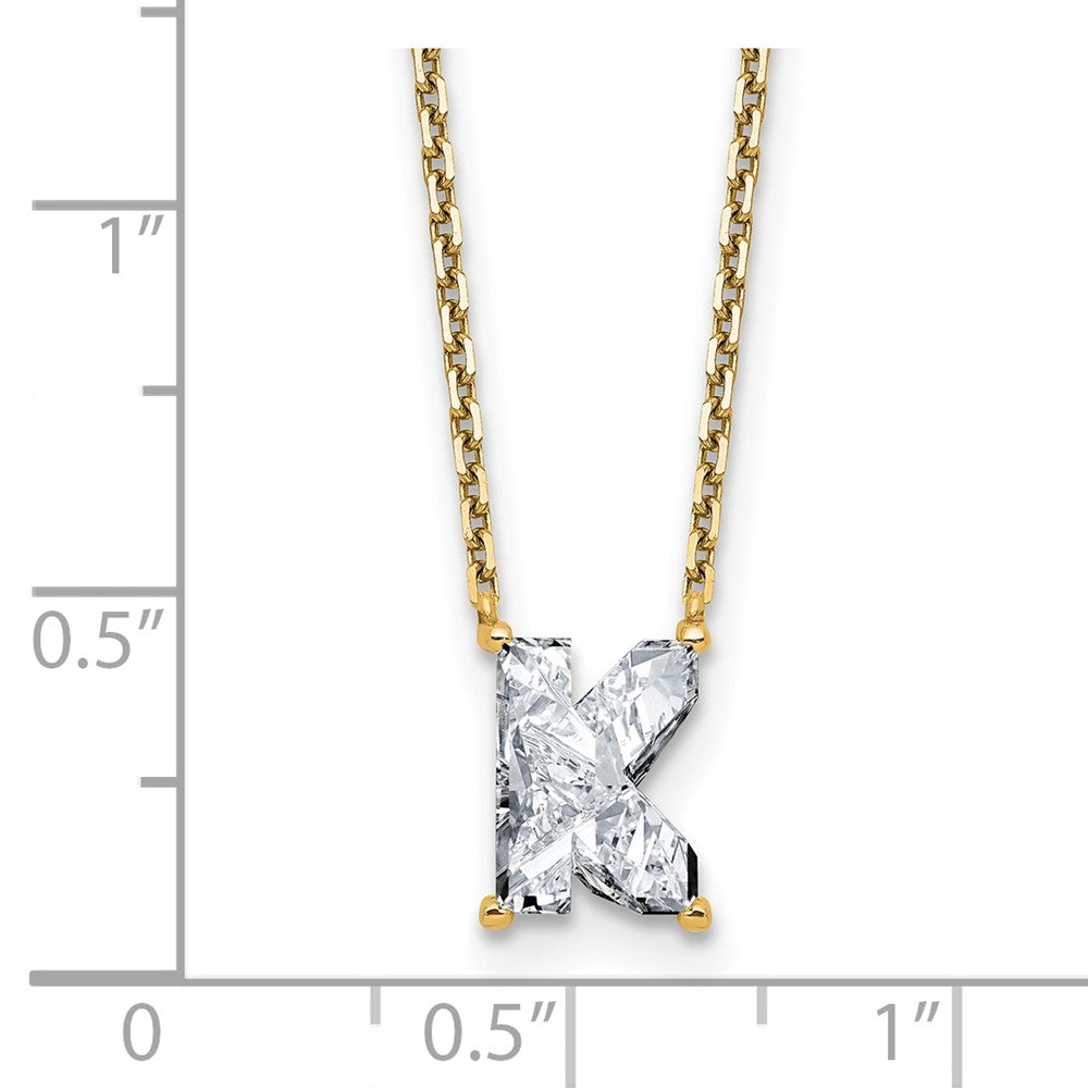 14k 2ct Lab Grown Dia VS+ F+ Comp Letter K 18in Initial Necklace