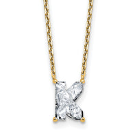 14k 2ct Lab Grown Dia VS+ F+ Comp Letter K 18in Initial Necklace