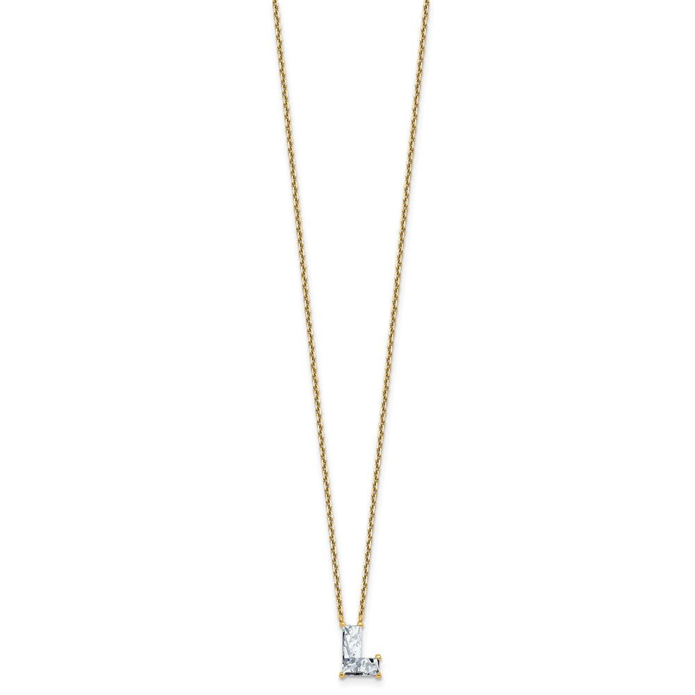 14k 1 5/8ct Lab Grown Dia VS+ F+ Comp Letter L 18in Initial Necklace