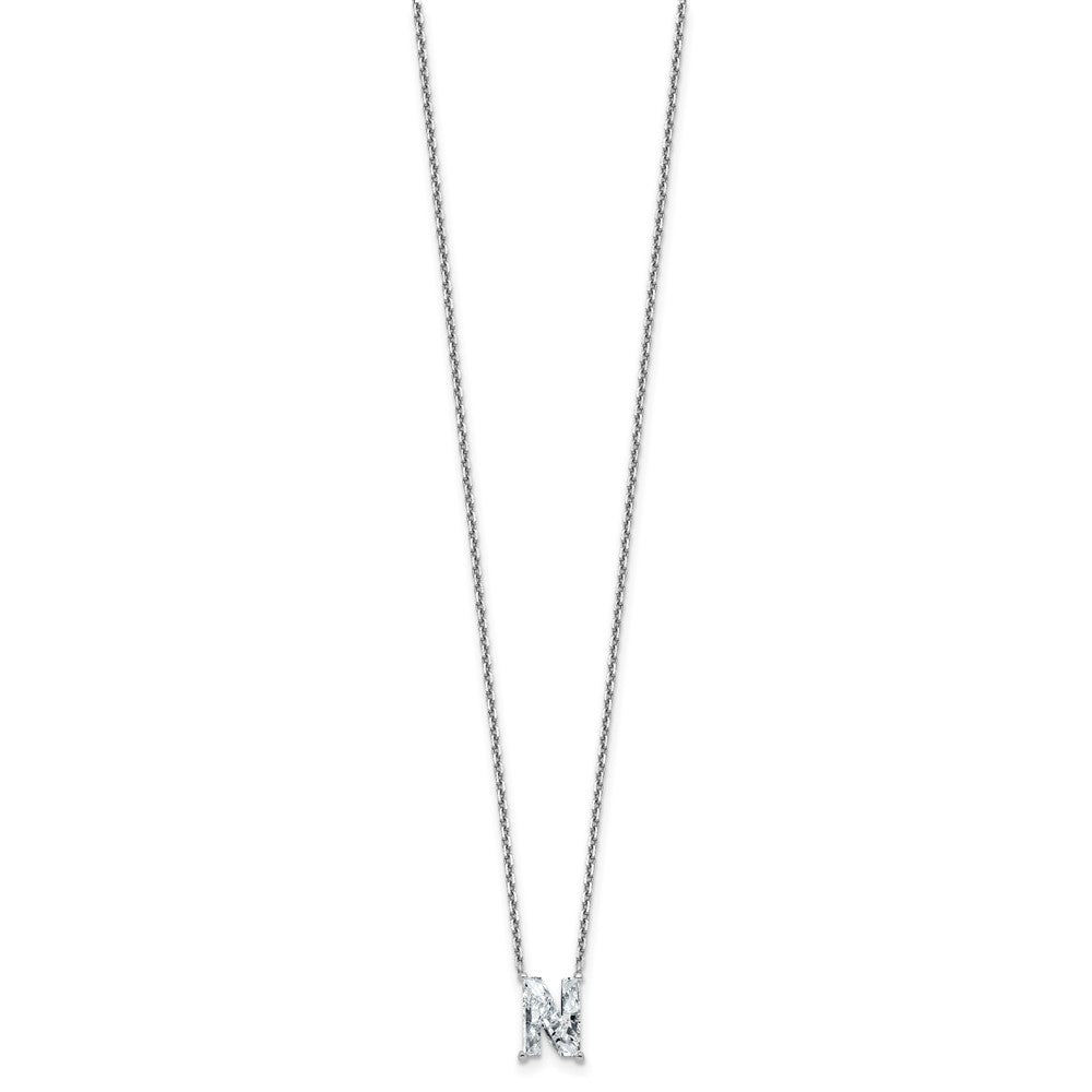 14kw 1 7/8ct Lab Grown Dia VS+ F+ Comp Letter N 18in Initial Necklace