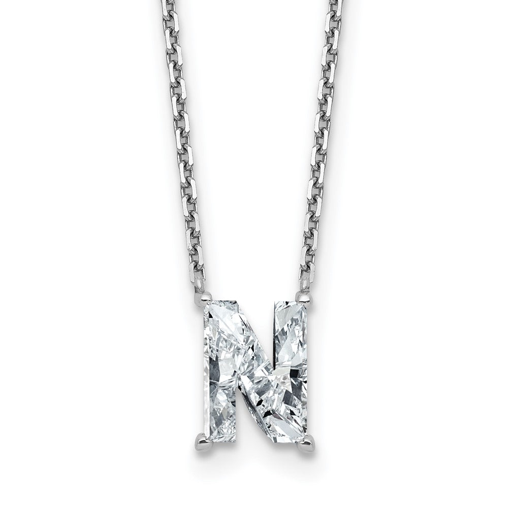 14kw 1 7/8ct Lab Grown Dia VS+ F+ Comp Letter N 18in Initial Necklace