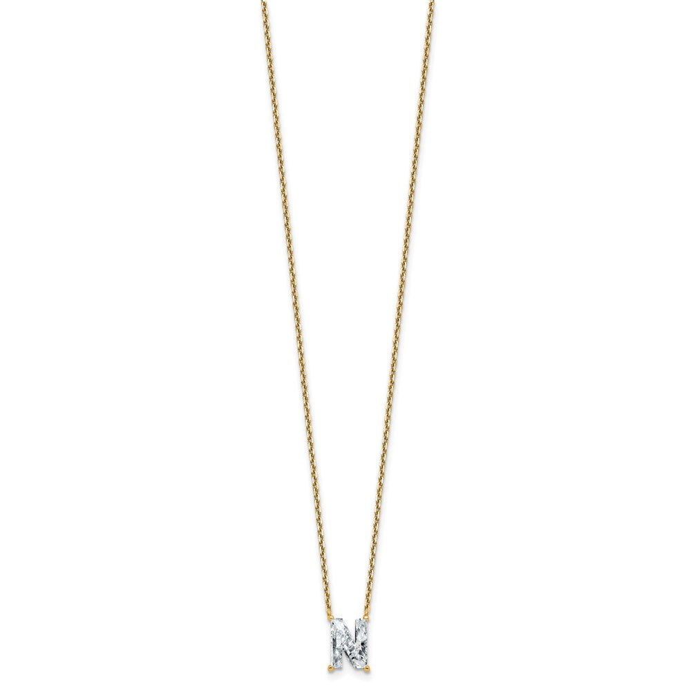 14k 1 7/8ct Lab Grown Dia VS+ F+ Comp Letter N 18in Initial Necklace