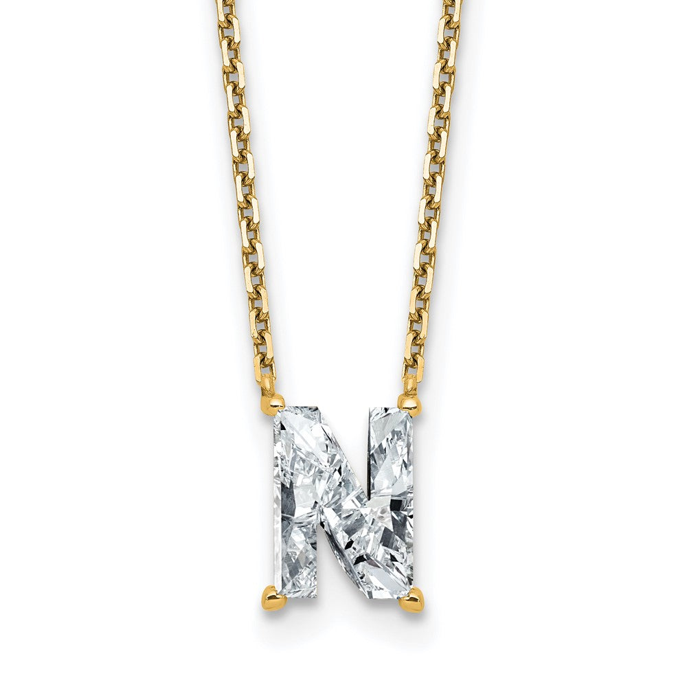 14k 1 7/8ct Lab Grown Dia VS+ F+ Comp Letter N 18in Initial Necklace