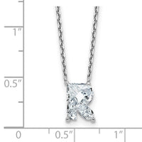 14kw 2 1/3ct Lab Grown Diamond VS+ F+ Comp Letter R 18in Initial Necklace