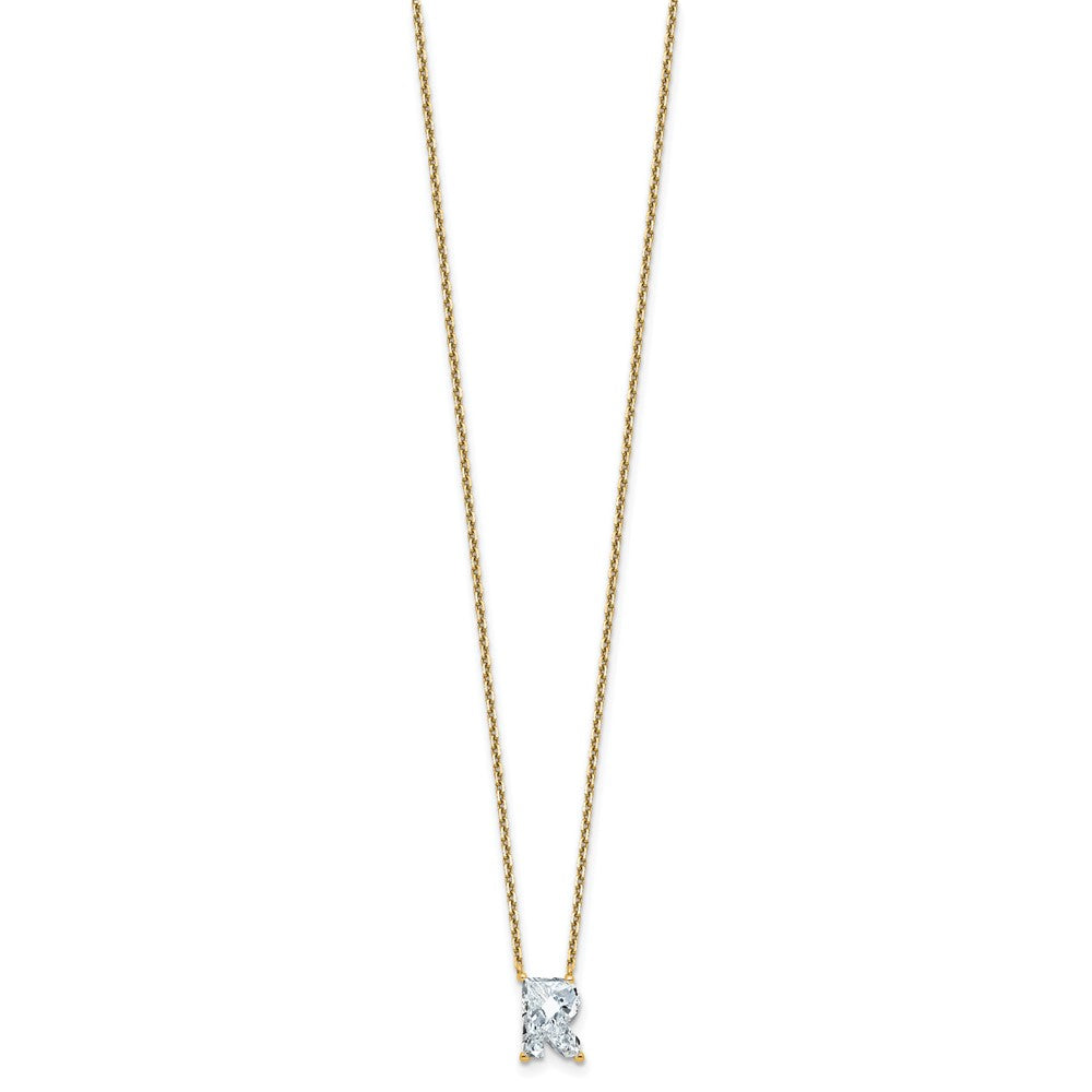 14k 2 1/3ct Lab Grown Diamond VS+ F+ Comp Letter R 18in Initial Necklace
