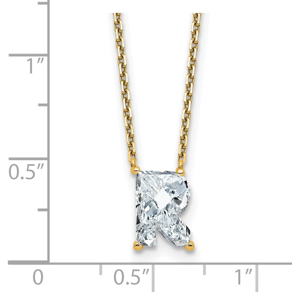 14k 2 1/3ct Lab Grown Diamond VS+ F+ Comp Letter R 18in Initial Necklace