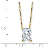 14k 2 1/3ct Lab Grown Diamond VS+ F+ Comp Letter R 18in Initial Necklace