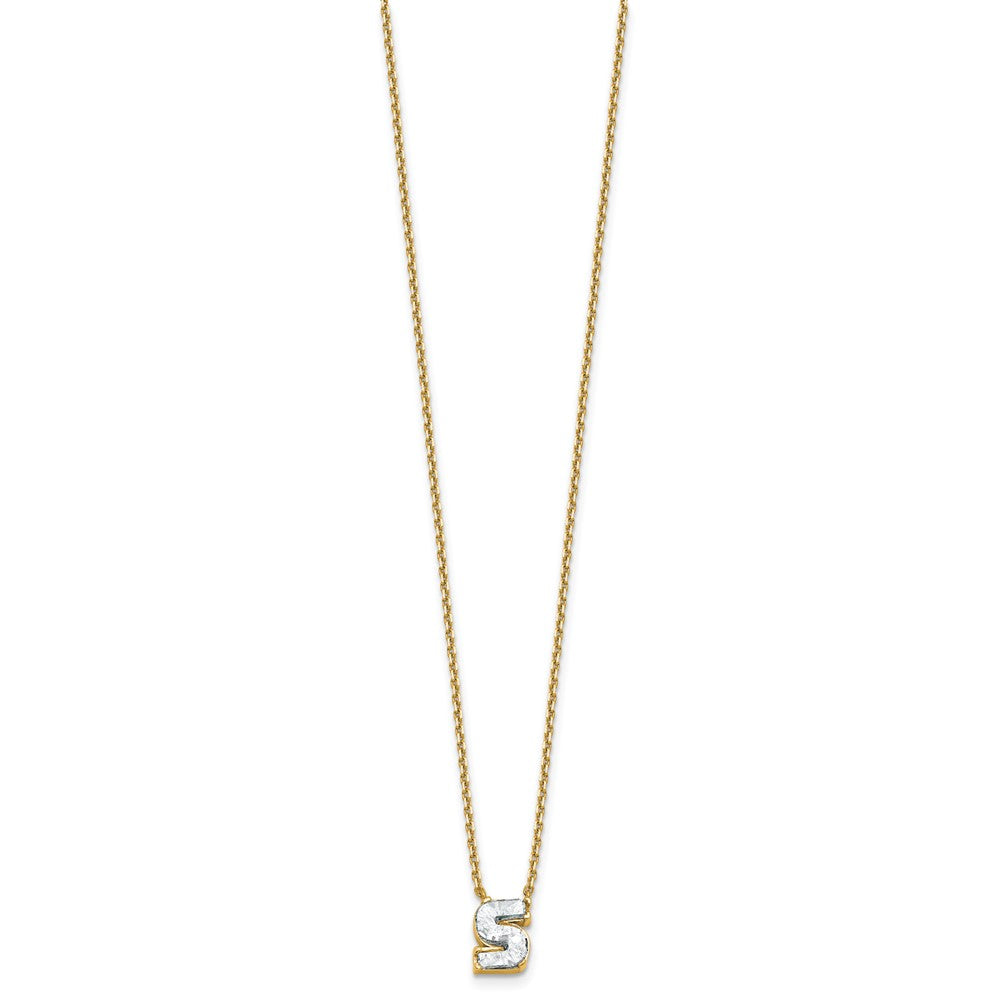 14k 1 5/8ct Lab Grown Diamond VS+ F+ Comp Letter S 18in Initial Necklace