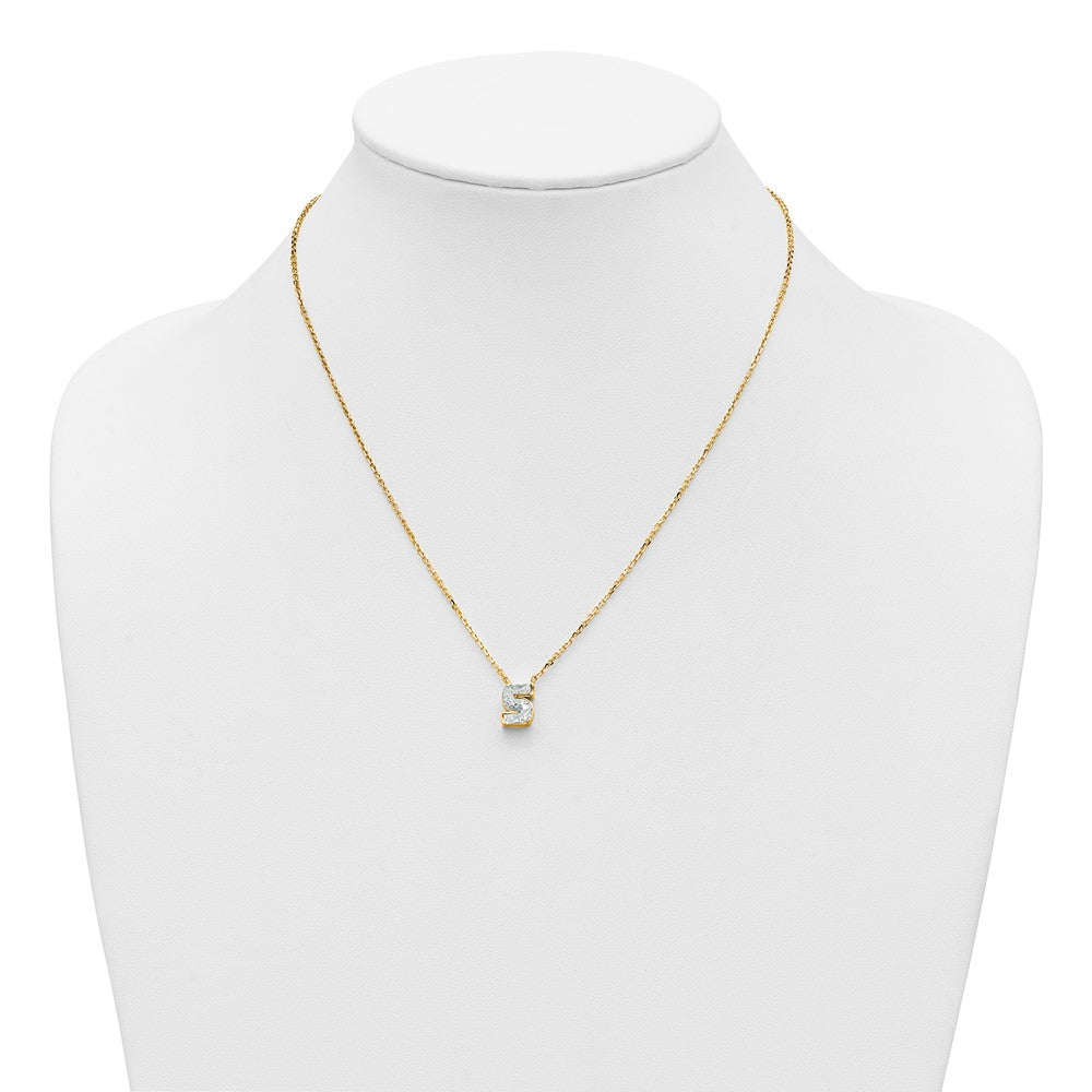 14k 1 5/8ct Lab Grown Diamond VS+ F+ Comp Letter S 18in Initial Necklace