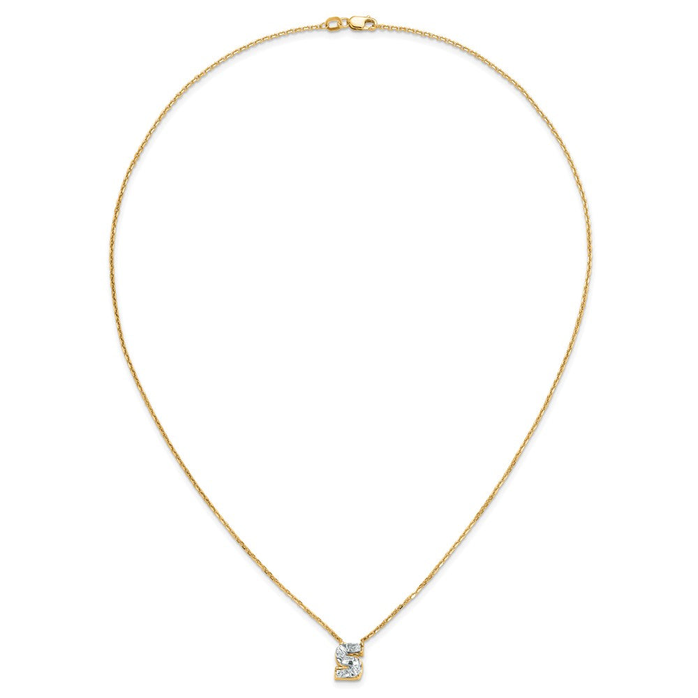 14k 1 5/8ct Lab Grown Diamond VS+ F+ Comp Letter S 18in Initial Necklace