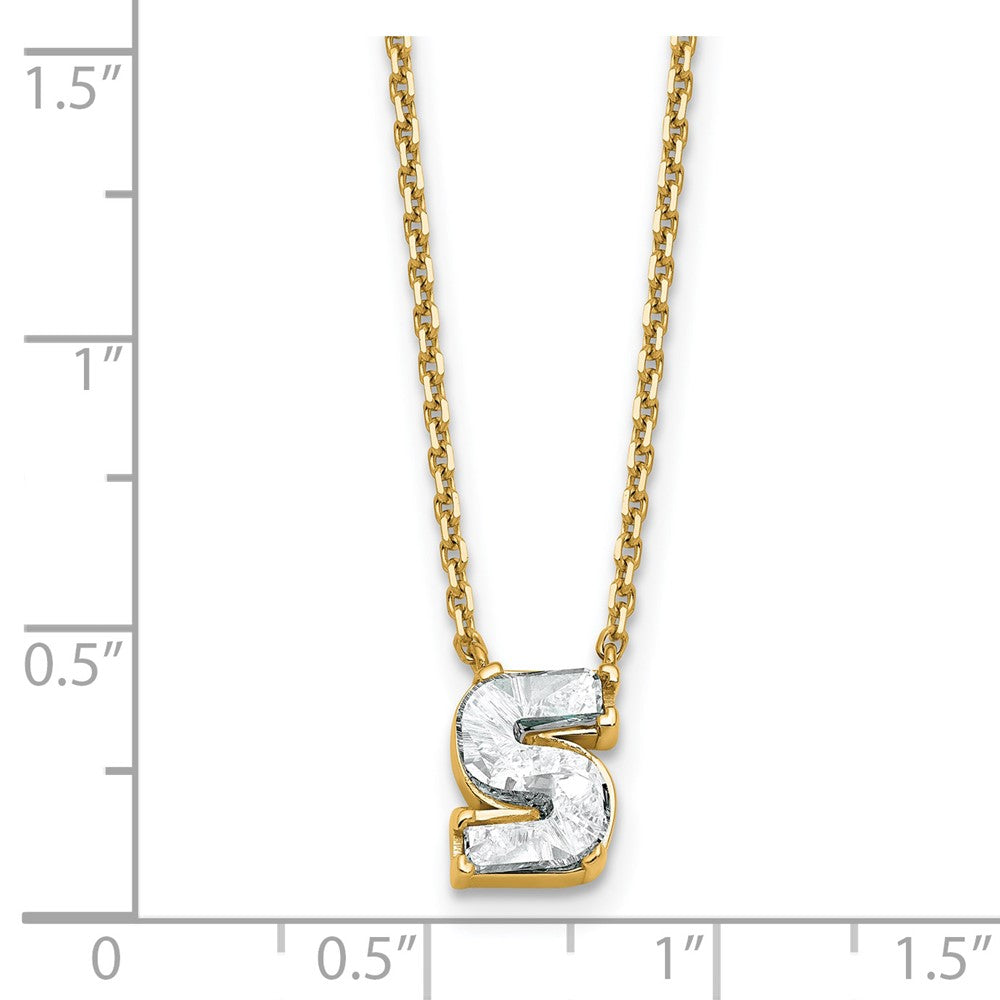 14k 1 5/8ct Lab Grown Diamond VS+ F+ Comp Letter S 18in Initial Necklace