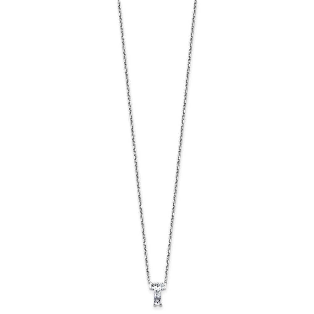 14kw 1 5/8ct Lab Grown Diamond VS+ F+ Comp Letter T 18in Initial Necklace