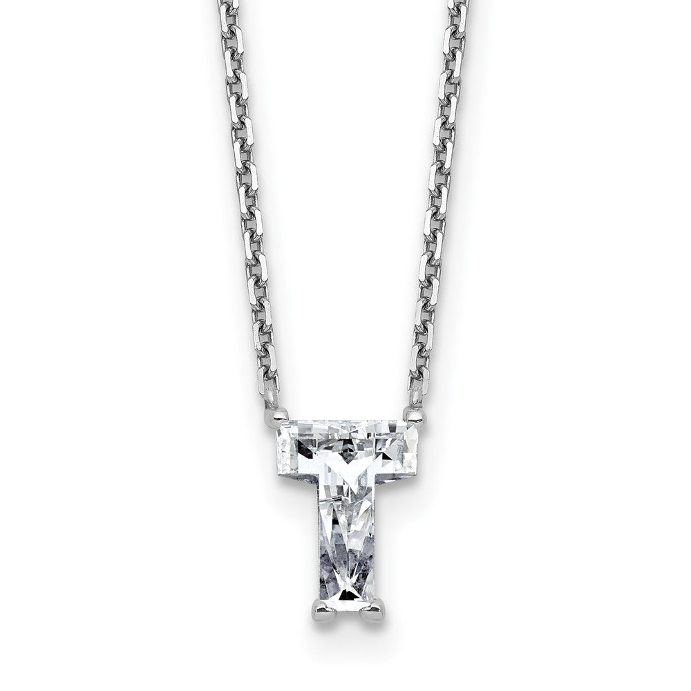 14kw 1 5/8ct Lab Grown Diamond VS+ F+ Comp Letter T 18in Initial Necklace