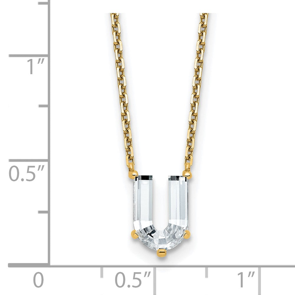 14k 2 1/3ct Lab Grown Diamond VS+ F+ Comp Letter U 18in Initial Necklace