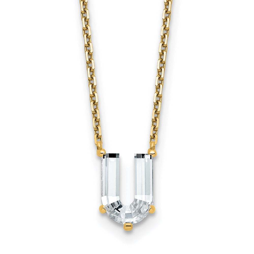 14k 2 1/3ct Lab Grown Diamond VS+ F+ Comp Letter U 18in Initial Necklace