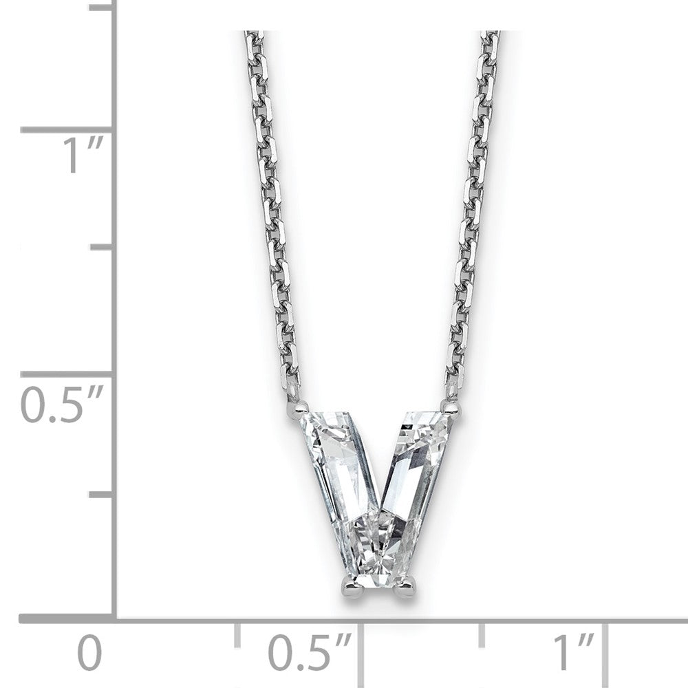 14kw 1 3/4ct Lab Grown Diamond VS+ F+ Comp Letter V 18in Initial Necklace