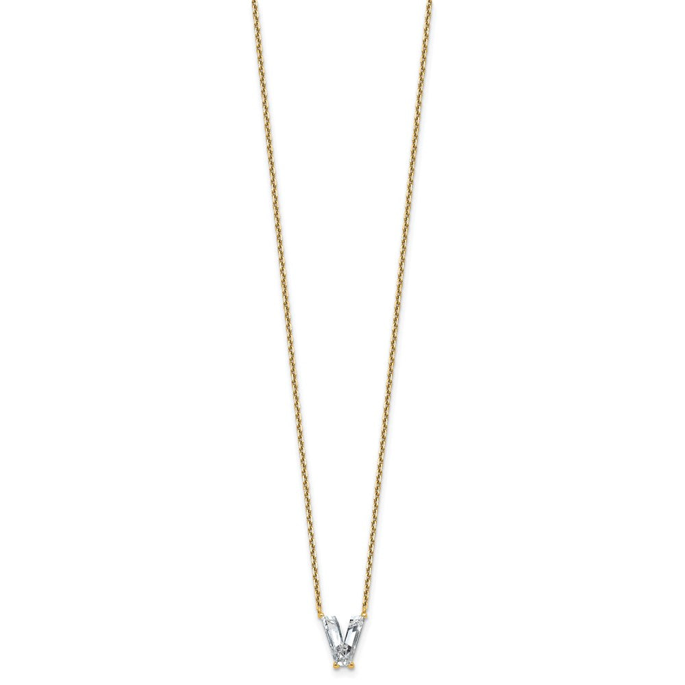 14k 1 3/4ct Lab Grown Diamond VS+ F+ Comp Letter V 18in Initial Necklace