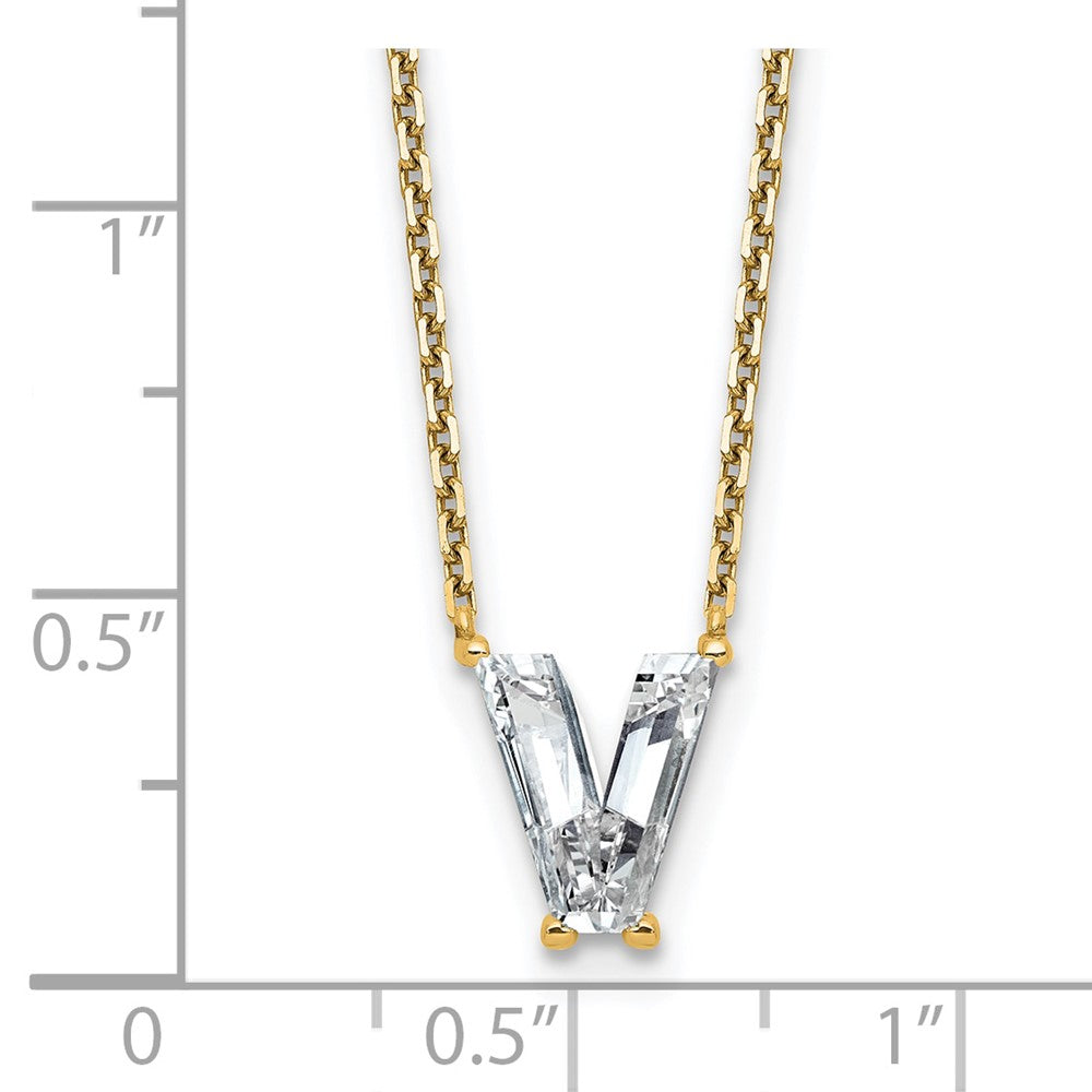 14k 1 3/4ct Lab Grown Diamond VS+ F+ Comp Letter V 18in Initial Necklace