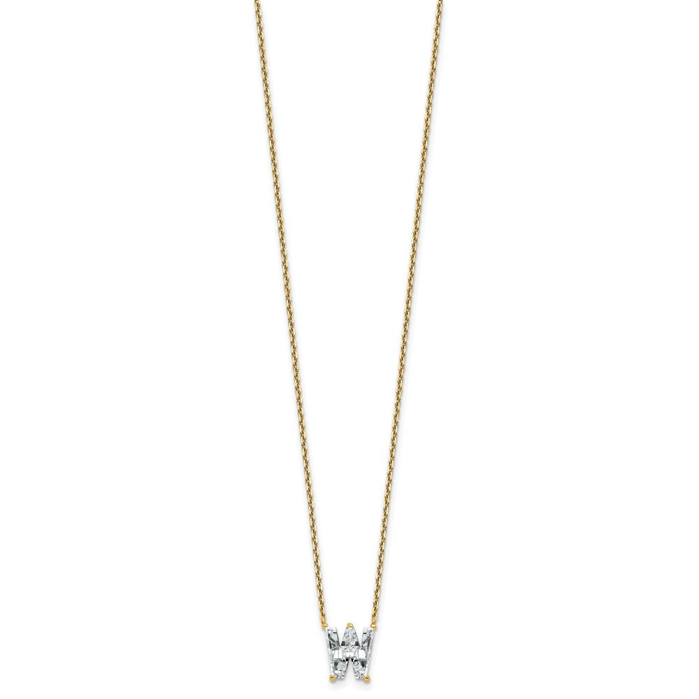 14k 2 1/3ct Lab Grown Diamond VS+ F+ Comp Letter W 18in Initial Necklace