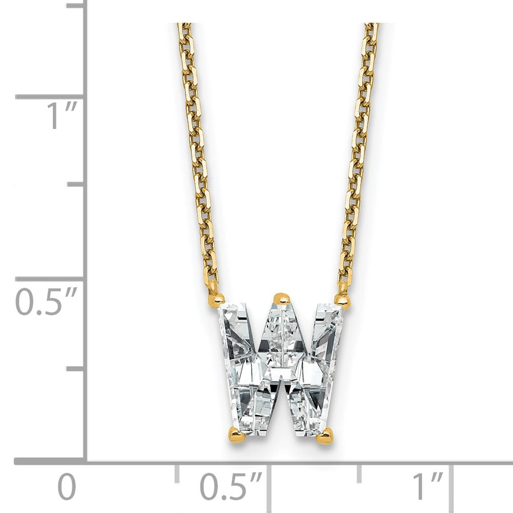 14k 2 1/3ct Lab Grown Diamond VS+ F+ Comp Letter W 18in Initial Necklace