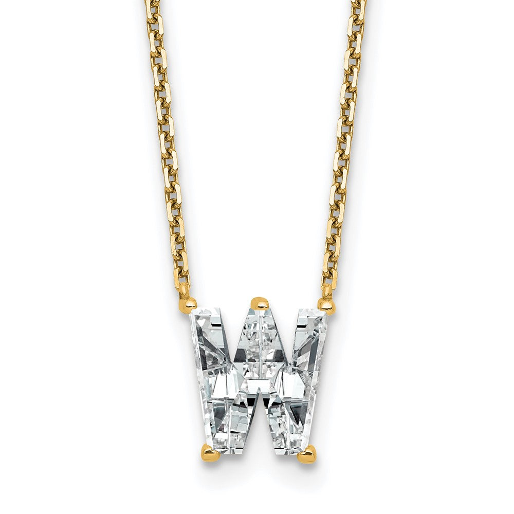 14k 2 1/3ct Lab Grown Diamond VS+ F+ Comp Letter W 18in Initial Necklace