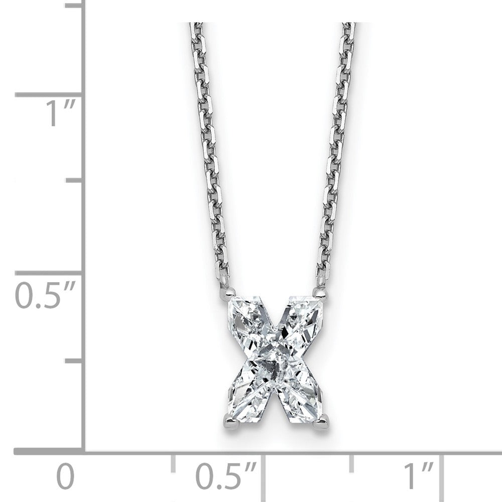 14kw 2ct Lab Grown Diamond VS+ F+ Comp Letter X 18in Initial Necklace