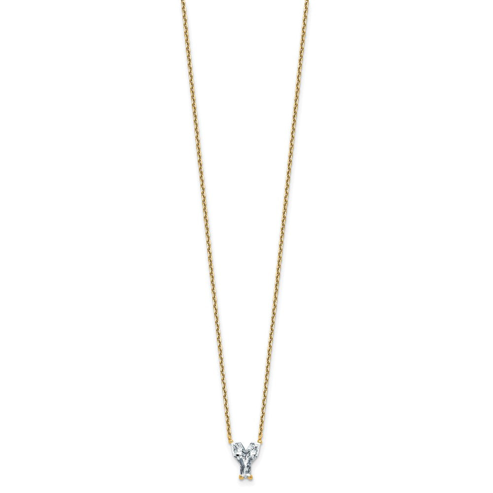 14k 1 3/4ct Lab Grown Diamond VS+ F+ Comp Letter Y 18in Initial Necklace