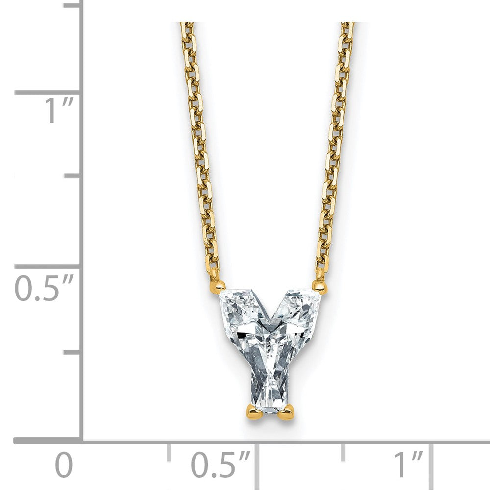 14k 1 3/4ct Lab Grown Diamond VS+ F+ Comp Letter Y 18in Initial Necklace