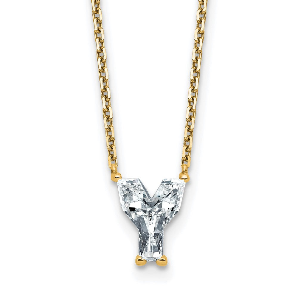 14k 1 3/4ct Lab Grown Diamond VS+ F+ Comp Letter Y 18in Initial Necklace