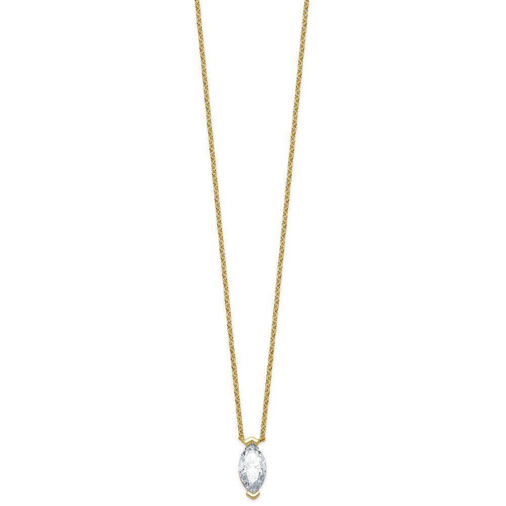 14ky Cert Marquise Lab Grown Dia VS+ F+ Solitaire Pendant Necklace