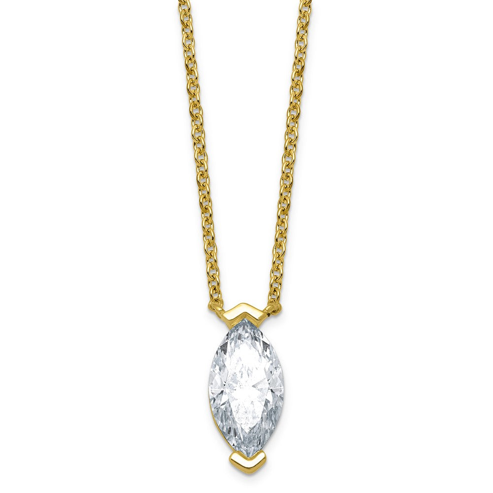 14ky Cert Marquise Lab Grown Dia VS+ F+ Solitaire Pendant Necklace
