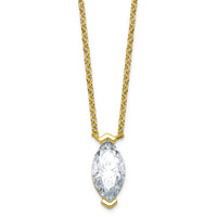 14ky Cert Marquise Lab Grown Dia VS+ F+ Solitaire Pendant Necklace