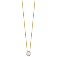 14ky 1ct Cert Round LabGrown Dia VS+ F+ Half Bezel Comp Pendant Necklace