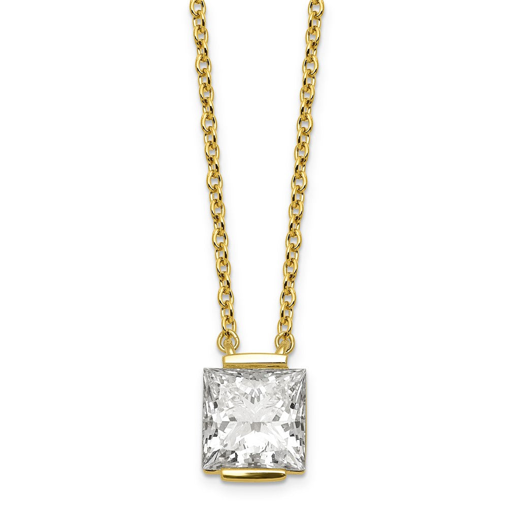 14ky 1ct Cert Princess LabGrown Dia VS+ F+ Comp Pendant Necklace