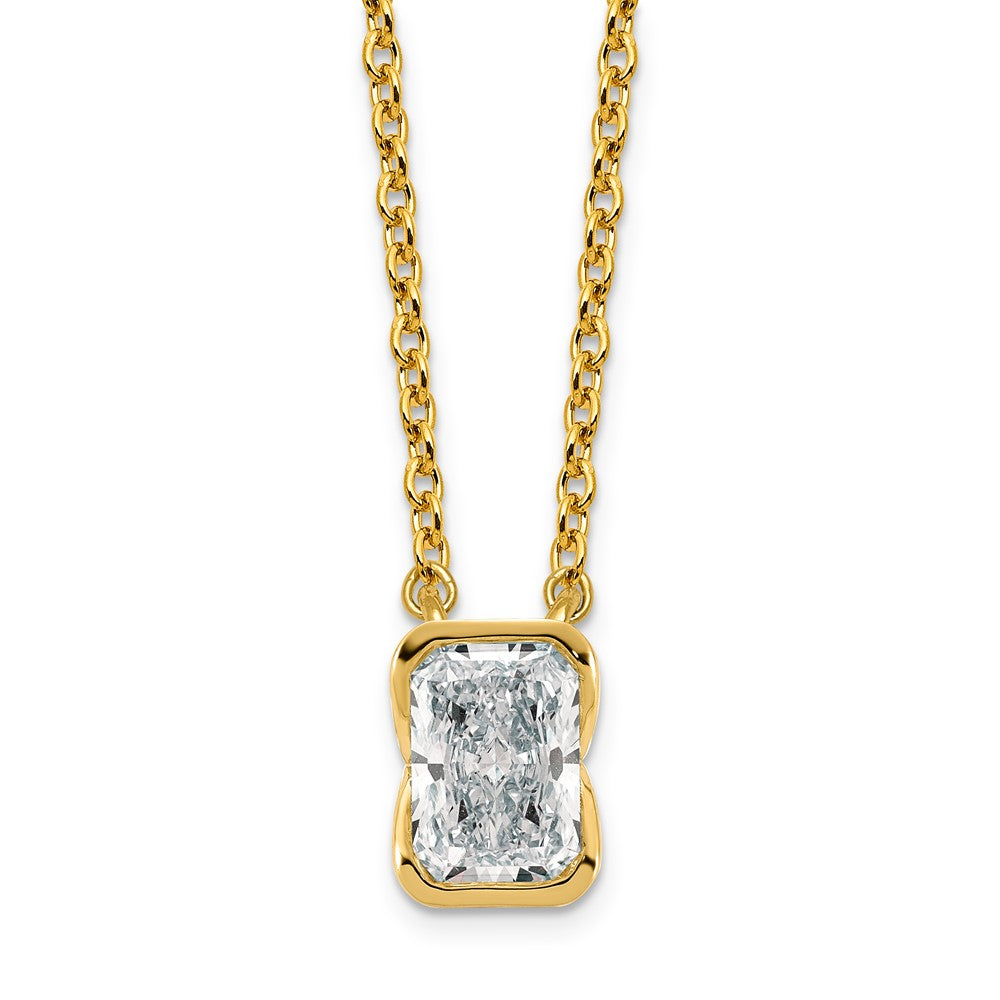 14ky 1ct Cert Radiant LabGrown Dia VS+ F+ Comp Pendant Necklace