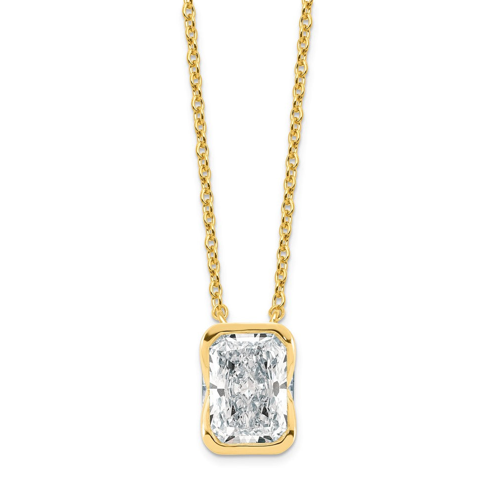 14ky 3ct Cert Radiant LabGrown Dia VS+ F+ Comp Pendant Necklace