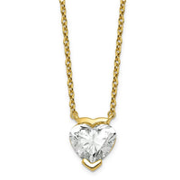 14ky 2ct Cert Heart Lab Grown Dia VS+ F+ Half Bezel Comp Pendant Necklace