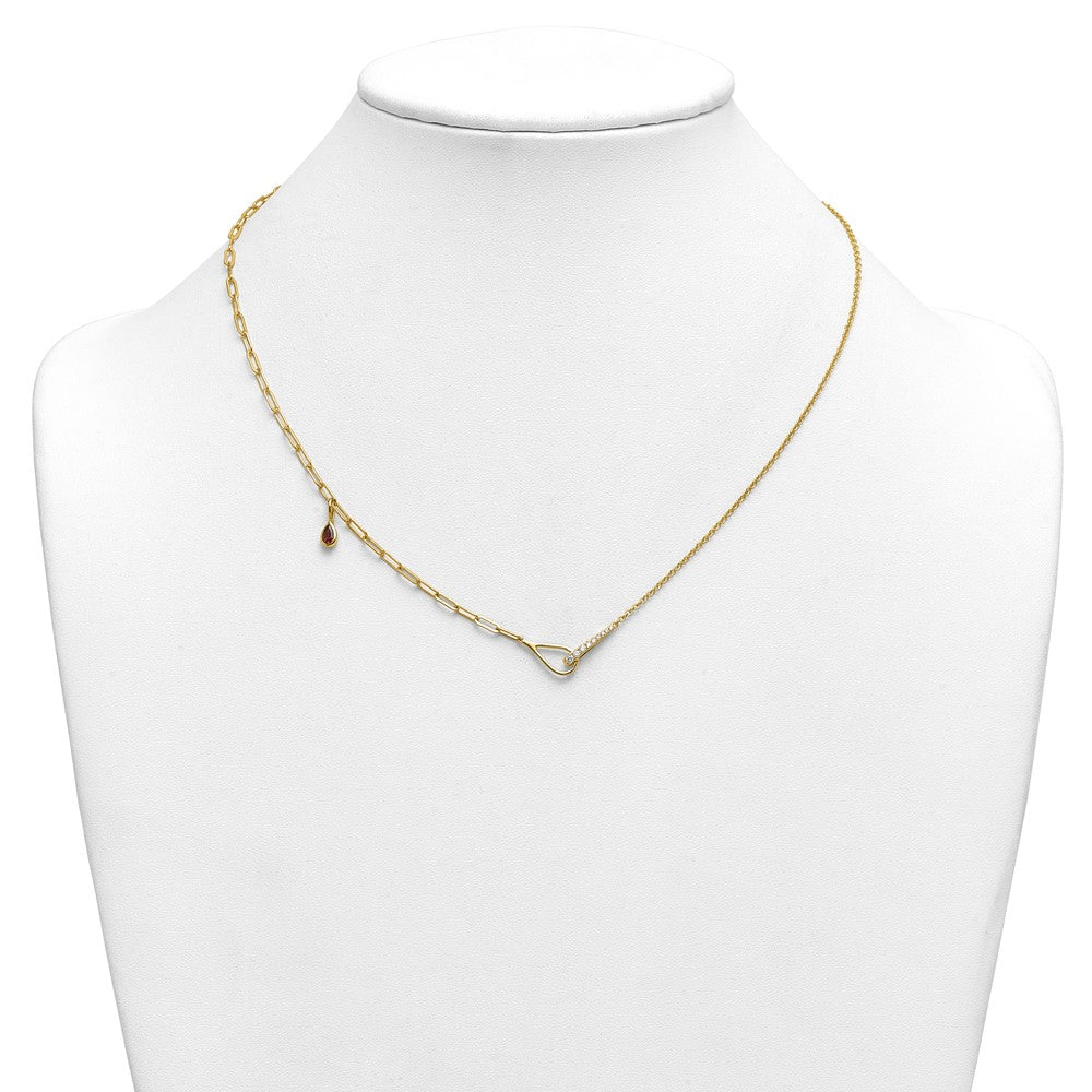 14ky Lab Grown Dia VS+ F+ Fashion Loop & Gem Comp Charm Necklace