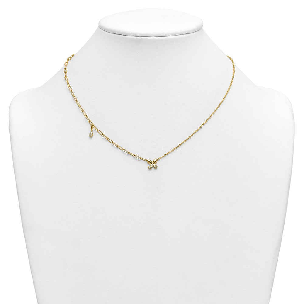 14ky Lab Grown Dia VS+ F+ Butterfly Complete Necklace