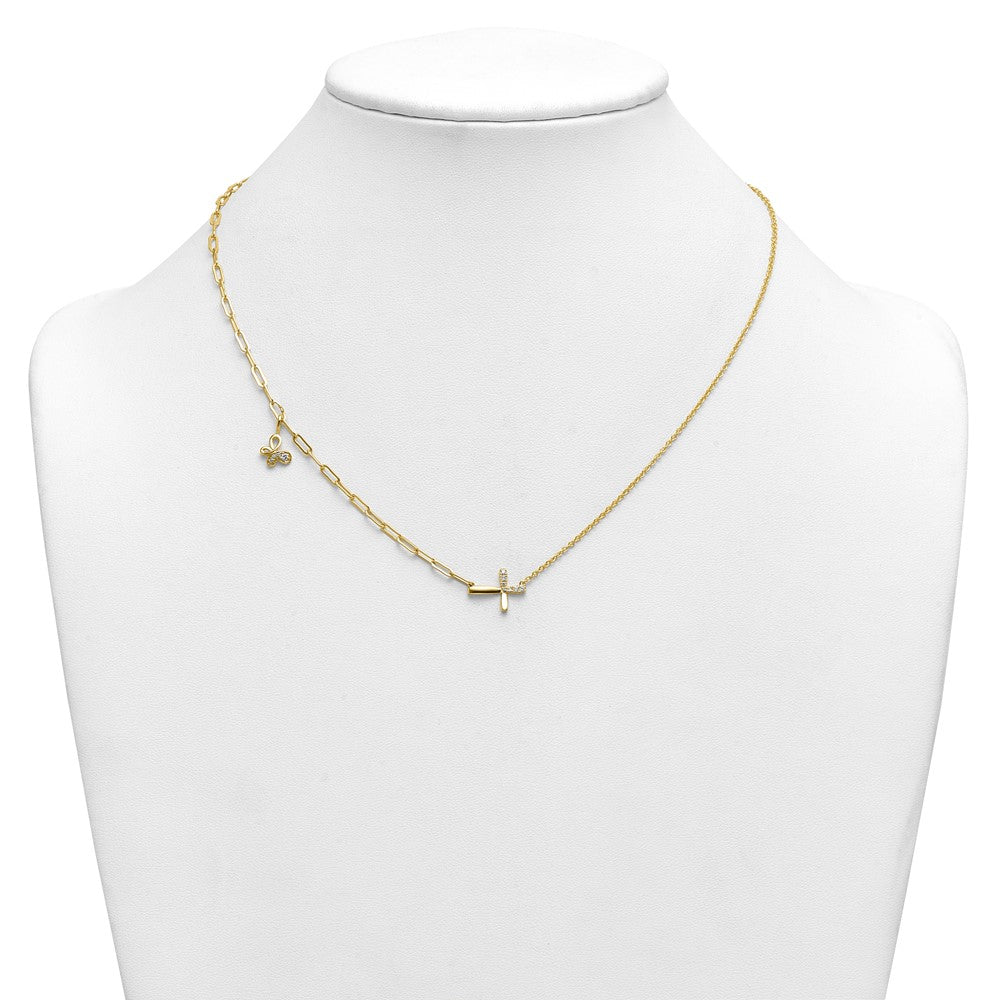14ky Lab Grown Dia VS+ F+ Cross & Butterfly Comp Necklace