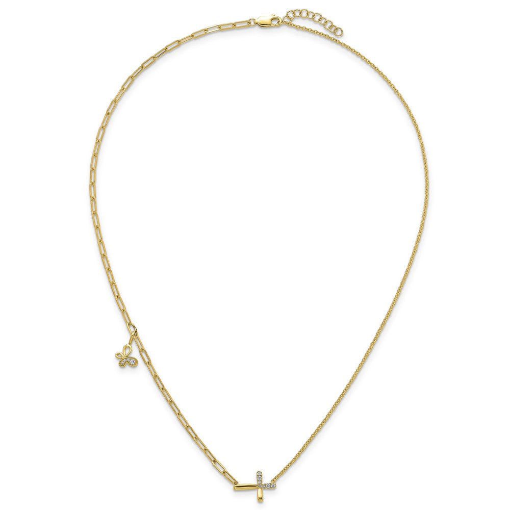 14ky Lab Grown Dia VS+ F+ Cross & Butterfly Comp Necklace