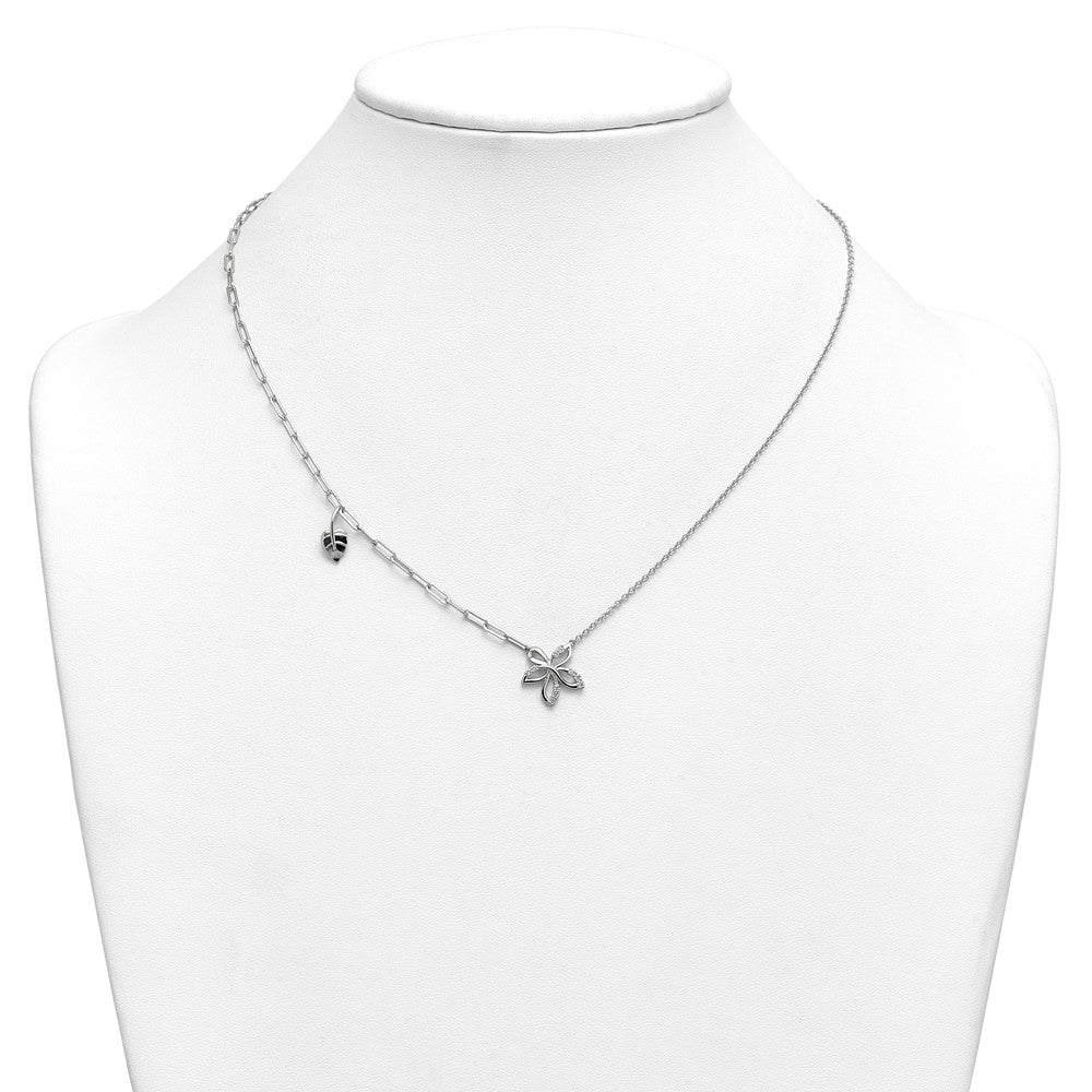 14kw Lab Grown Dia VS+ F+ Flower & Heart Comp Necklace
