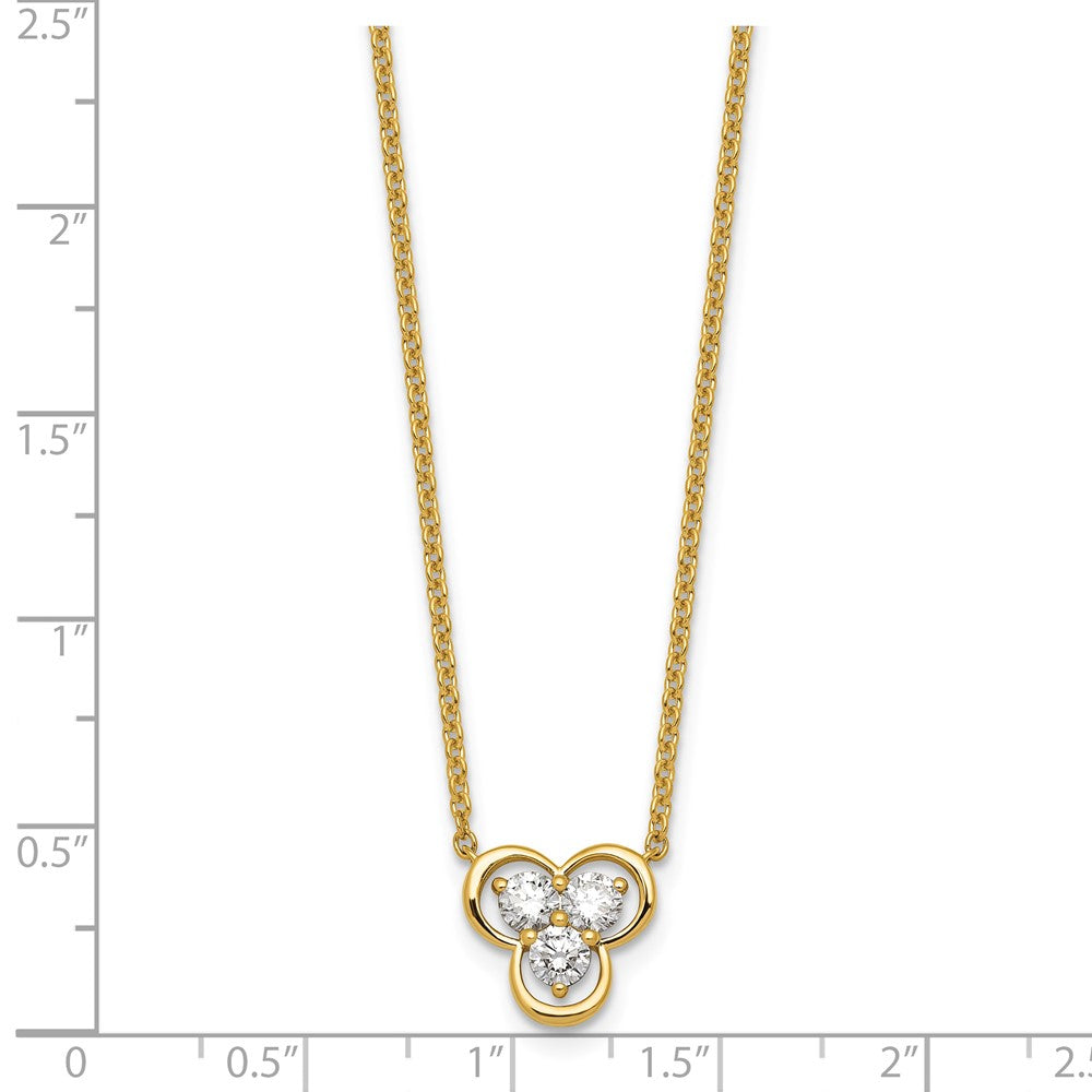 14k Lab Grown Diamond VS+ F+ 3-stone Fashion Necklace