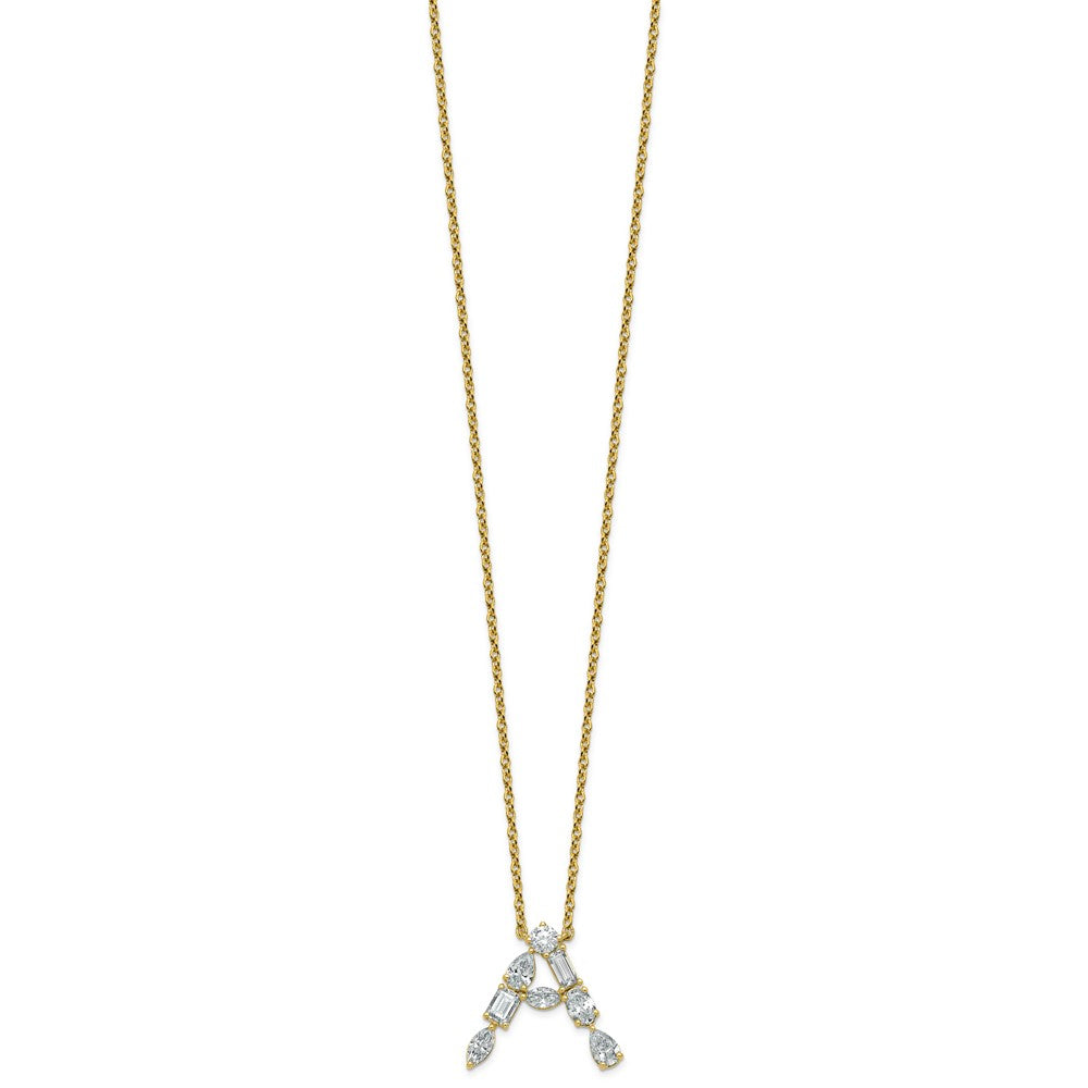 14ky Lab Grown Diamond VS+ F+ Complete Initial A Necklace