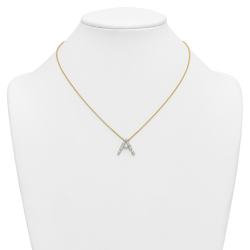 14ky Lab Grown Diamond VS+ F+ Complete Initial A Necklace